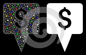 Flare Mesh Wire Frame Dollar Map Pointer Icon with Flare Spots