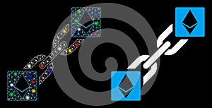 Flare Mesh Wire Frame Ethereum Blockchain Icon with Flare Spots