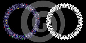 Flare Mesh Wire Frame Rosette Circular Star Frame Icon with Flare Spots