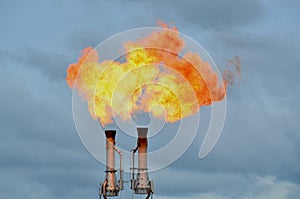 A flare stack burning off natural gas in North Dakota. photo