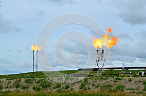 A flare stack burning off natural gas in North Dakota. photo