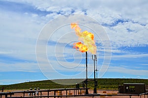 A flare stack burning off natural gas in North Dakota. photo