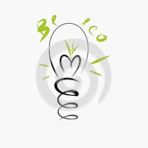 Flash bulb vector in black line. Be Eco. Ecology, energy. Illustration