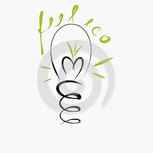 Flash bulb vector in black line. Feel Eco, thinking, idea. Ilustration