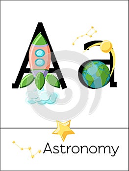 Flash card letter A is for Astronomy