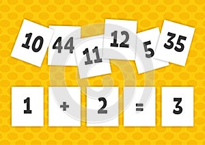 Flash cards. Learning numbers. Vector illustration. Cartoon style