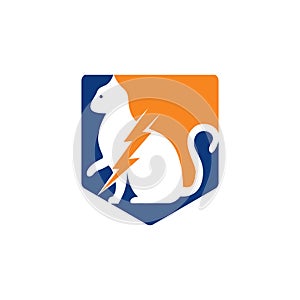 Flash cat vector logo design.