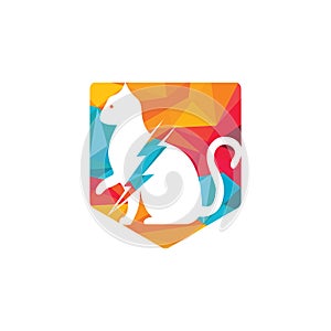 Flash cat vector logo design.