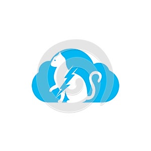 Flash cat vector logo design.