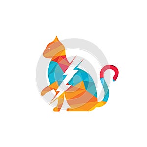 Flash cat vector logo design.