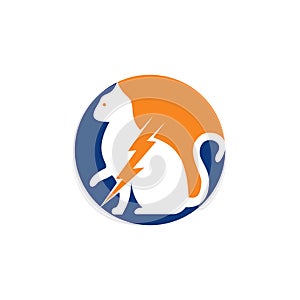 Flash cat vector logo design.