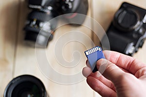 Flash drive for camera in hand, storage card, memory