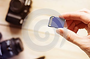flash drive for camera in hand, storage card, memory card