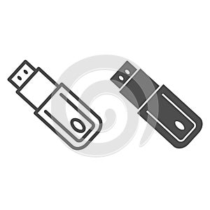 Flash drive line and glyph icon. Usb vector illustration isolated on white. Storage outline style design, designed for