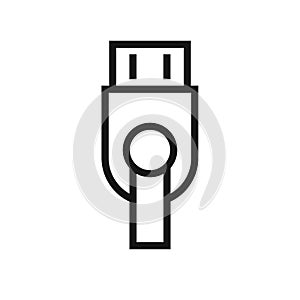 Flash drive line icon isolated on white background. Black flat thin icon on modern outline style. Linear symbol and editable