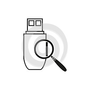 Flash drive lupe icon