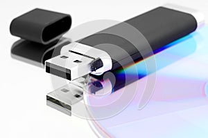 Flash drive memory and optical disc.