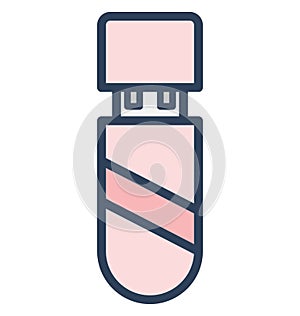 Flash drive, memory stick Isolated Vector Icon That can be easily edited in any size or modified.