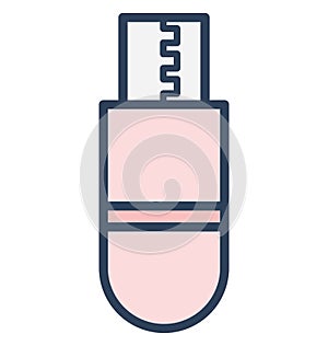 Flash drive, memory stick Isolated Vector Icon That can be easily edited in any size or modified.