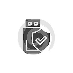Flash drive protection vector icon