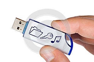 Flash drive with symbols in hand