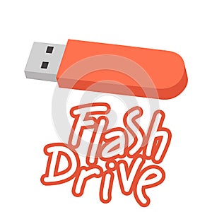 Flash drive text vector illustration flat