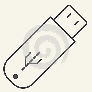 Flash drive thin line icon. Usb vector illustration isolated on white. Storage outline style design, designed for web