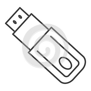 Flash drive thin line icon. Usb vector illustration isolated on white. Storage outline style design, designed for web