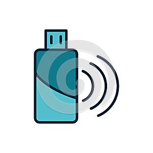 Flash drive usb internet of things line and fill icon