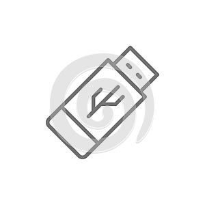 Flash drive, usb line icon.