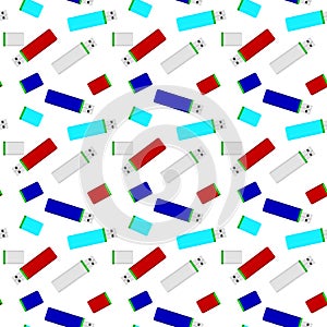 Flash drives colored seamless pattern