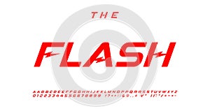 Flash energetic alphabet, energetic powerful italic letters, dynamic font for electro automotive logo, superhero comic