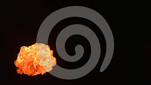 flash of fire against a black background in darkness