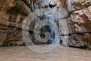 Flash flood, in the heart of the Ein Gedi Nature reserve