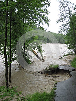 Flash Flood. Natural Disaster. Devastated Road