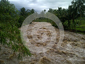 flash floods in the river until the water is cloudy