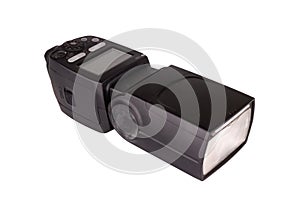flash light on camera isolated on white background