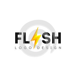 Flash logo design with lightning symbol