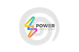 Flash Logo Energy Power Colorful design vector template. Thunderbolt voltage electric Logotype concept icon