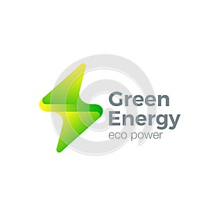 Flash Logo Thunderbolt symbol. Green Energy Power
