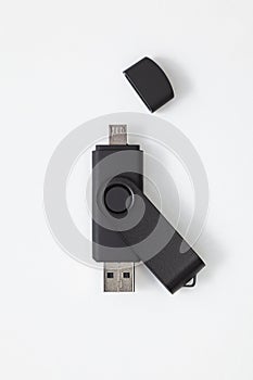 Flash memory with USB and micro USB ports