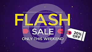 Flash sale 20% off only this weekend word illustration use for landing page,website, poster, banner, flyer,sale promotion,