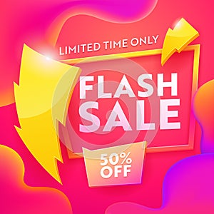 Flash Sale Advertising Modern Banner. Business Ecommerce Discount Promotion Gradient Template. Shopping Coupon