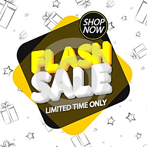 Flash Sale, banner design template, discount tag, vector illustration