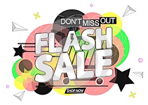 Flash Sale, banner design template, discount tag, vector illustration