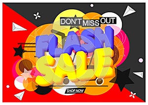 Flash Sale, banner design template, discount tag, vector illustration