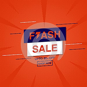 Flash sale banner design template, vector