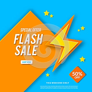 Flash sale banner template design. Abstract sale banner. Promotional banner design