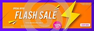 Flash sale banner template design. Abstract sale banner. Promotional banner design