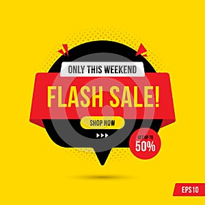 Flash Sale banner template design, Big sale special offer. end of season special offer banner. abstract promotion graphic element.